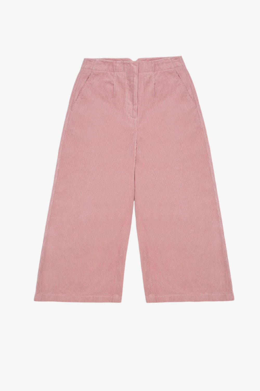 Amelia Wide Leg Culotte Trouser, Pink Corduroy Cotton