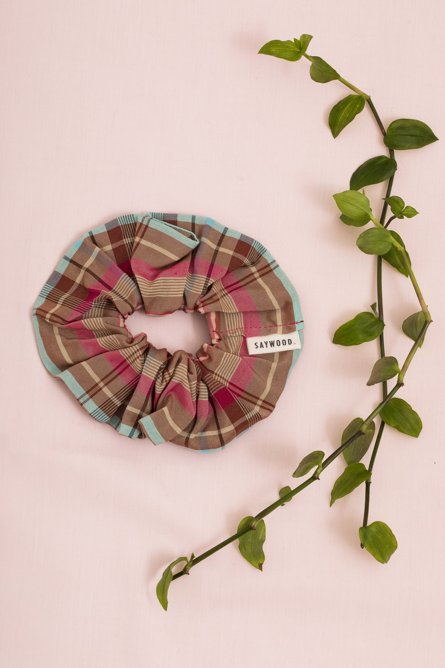 Pink Check Silky Headband & Scrunchie Gift Set