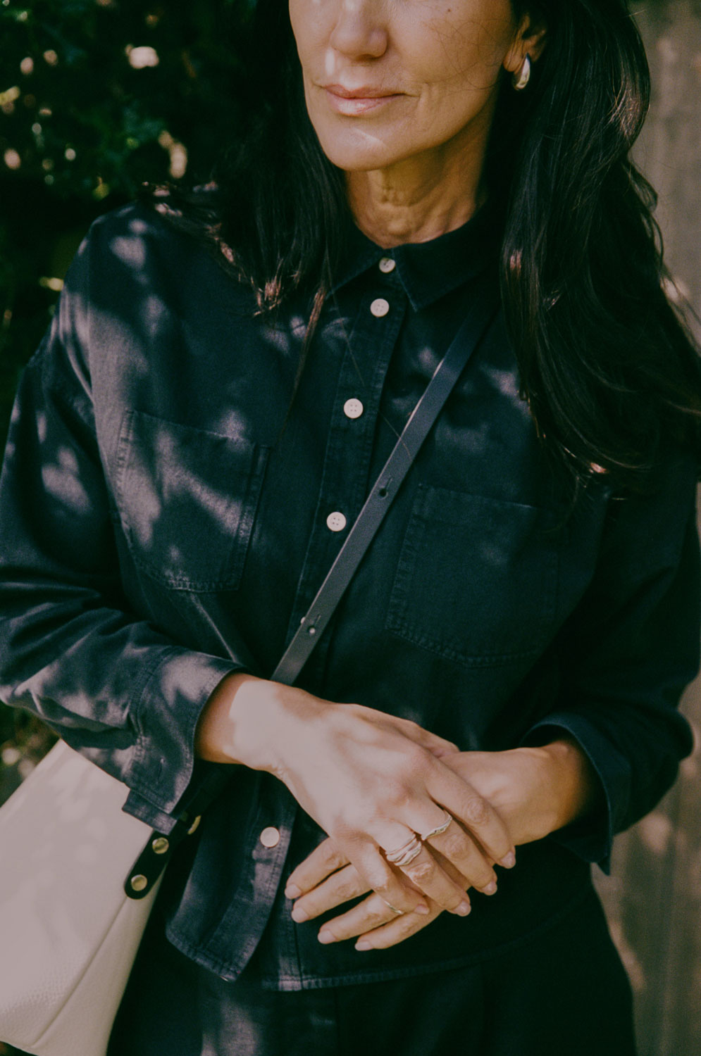 Lela Boxy Shirt, Black Japanese Denim