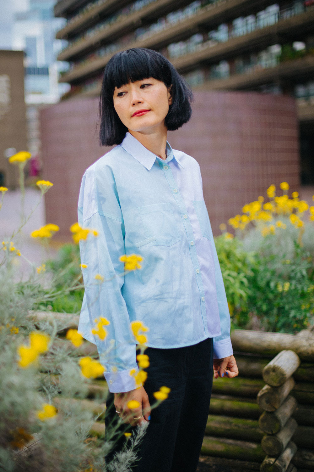 Lela Colourblock Shirt, Pastel Green/ Blue Cotton