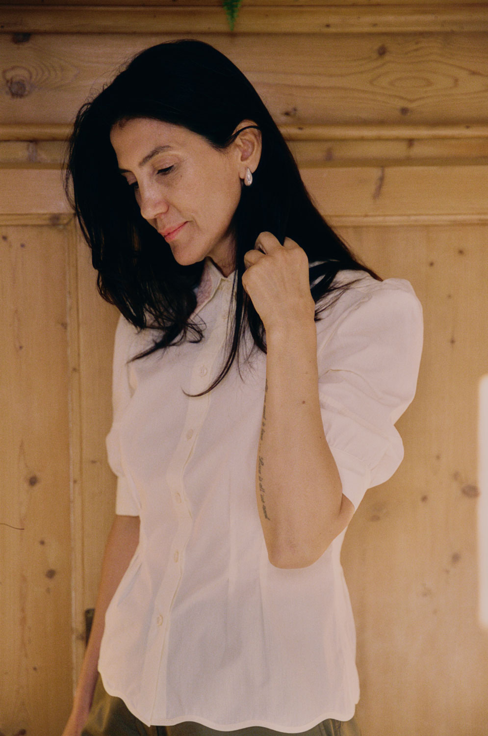 Joni Puff Sleeve Lace Collar Blouse, Yellow Cotton
