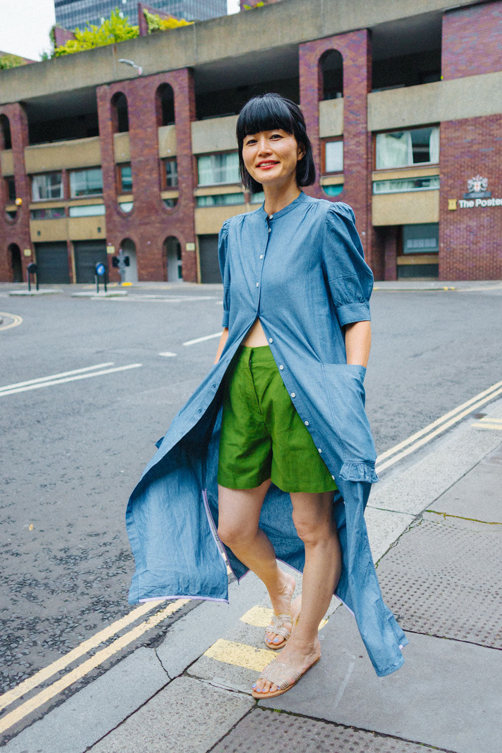 Womens Denim Shirtdress Rosa Puff Sleeve Dress Indigo Saywood