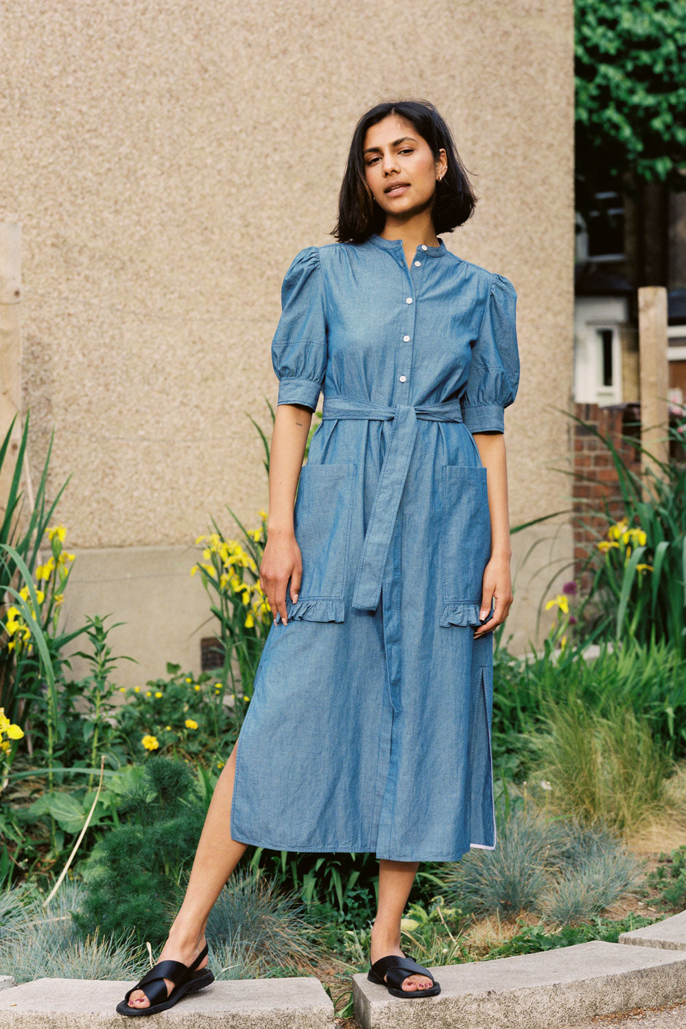 Womens Light Wash Japanese Denim Shirtdress, Rosa Dress Womens Light Wash Japanese Denim Shirtdress, Rosa Dress
