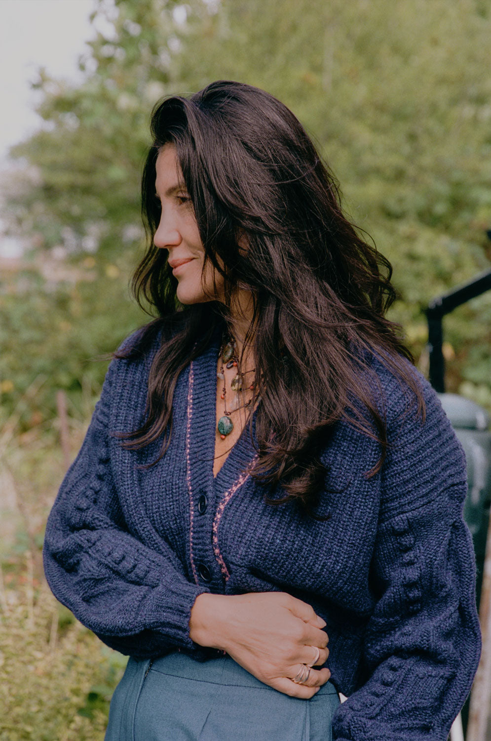 Frida Chunky Knit Cardigan, Midnight Navy