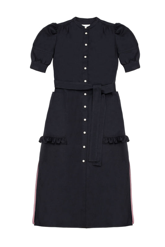 Rosa Puff Sleeve Shirtdress, Black Japanese Denim