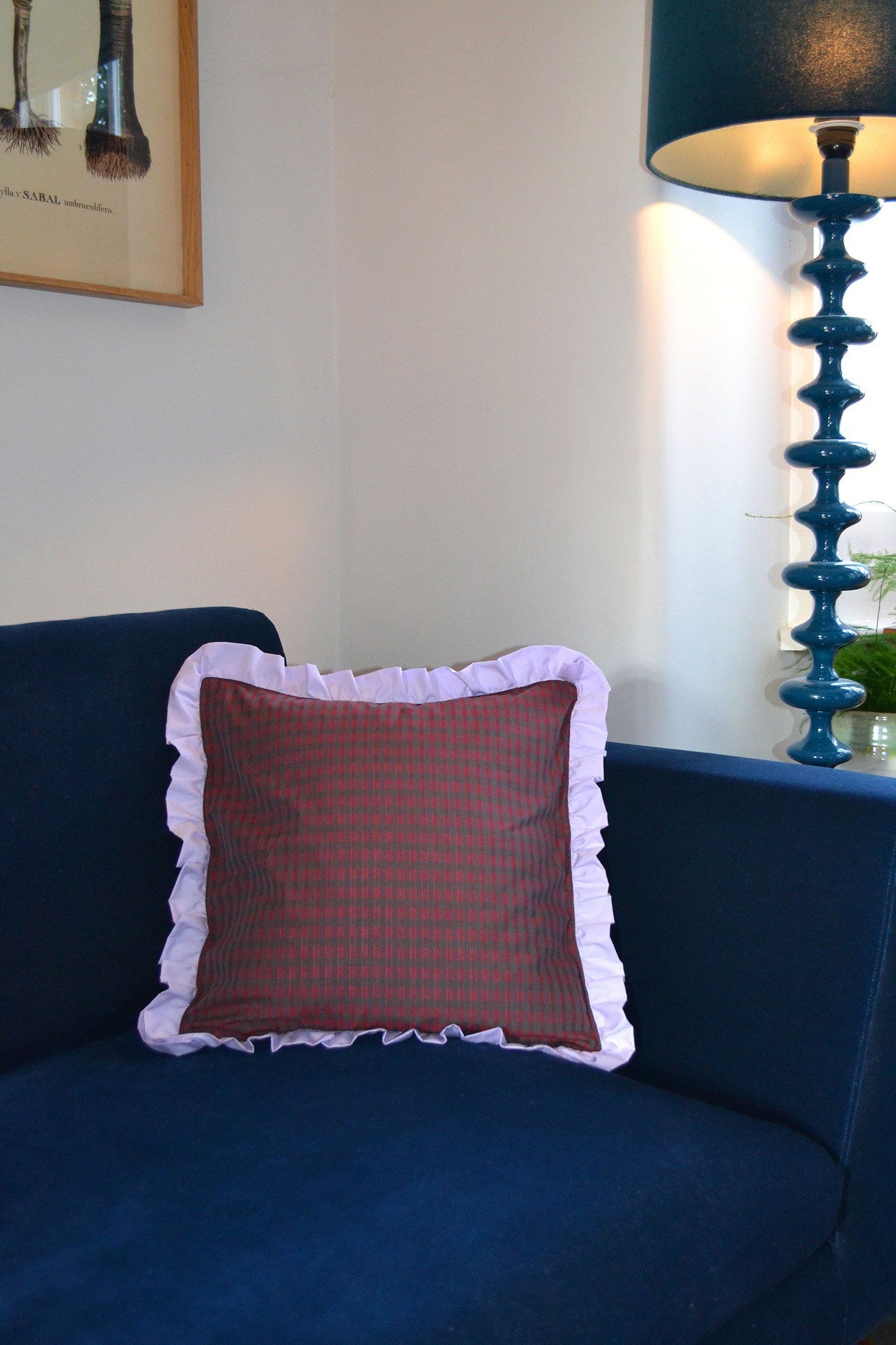 Cushion, Saywood Studio, Ruffle Edge Cushion, Red/ Lilac