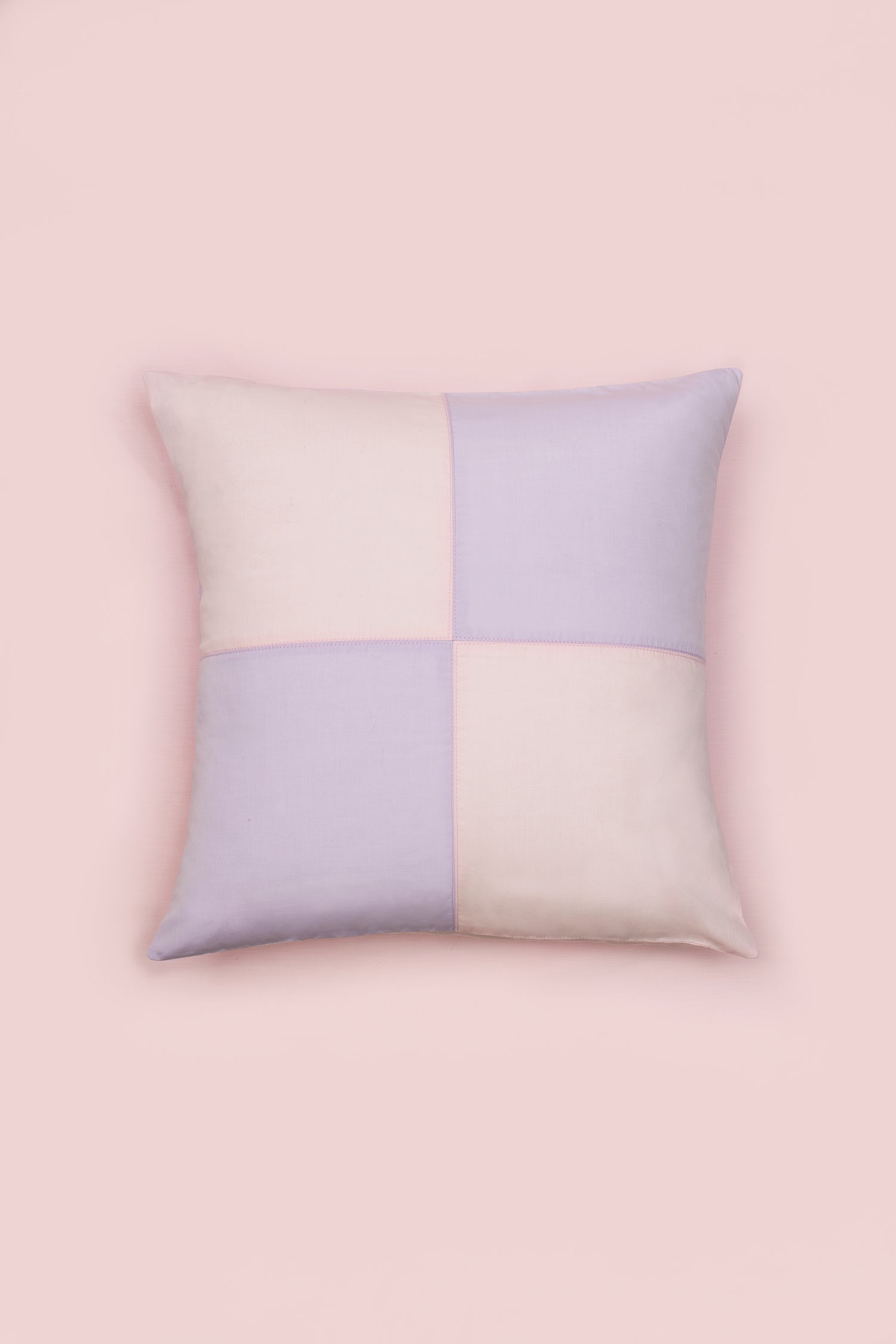 Pink lilac Patchwork Cushion. Square cushion, zero waste sustainable homeware, by Saywood